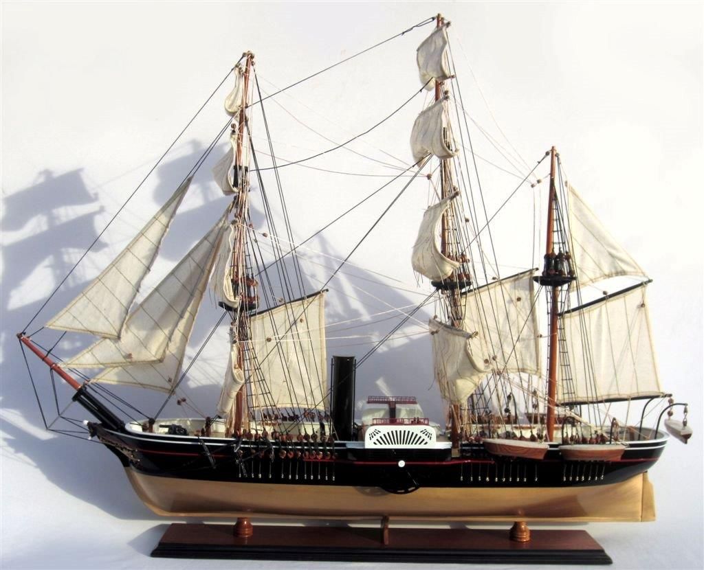 USS Powhatan Wooden Display Ship Model - GN