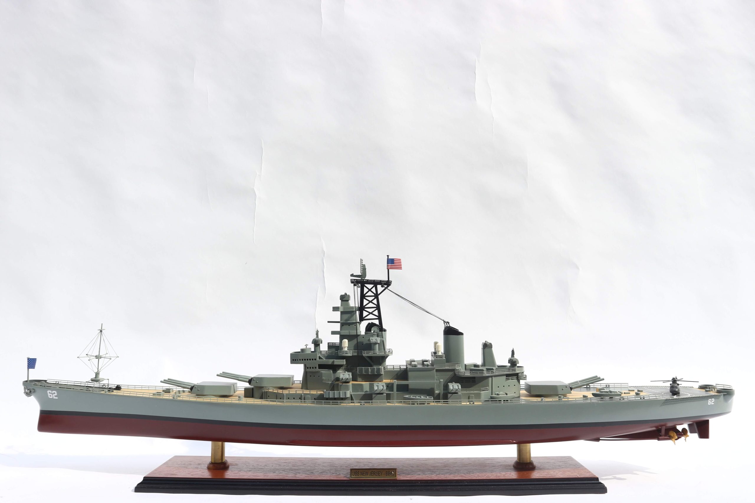 USS New Jersey Wooden Display Ship Model - GN