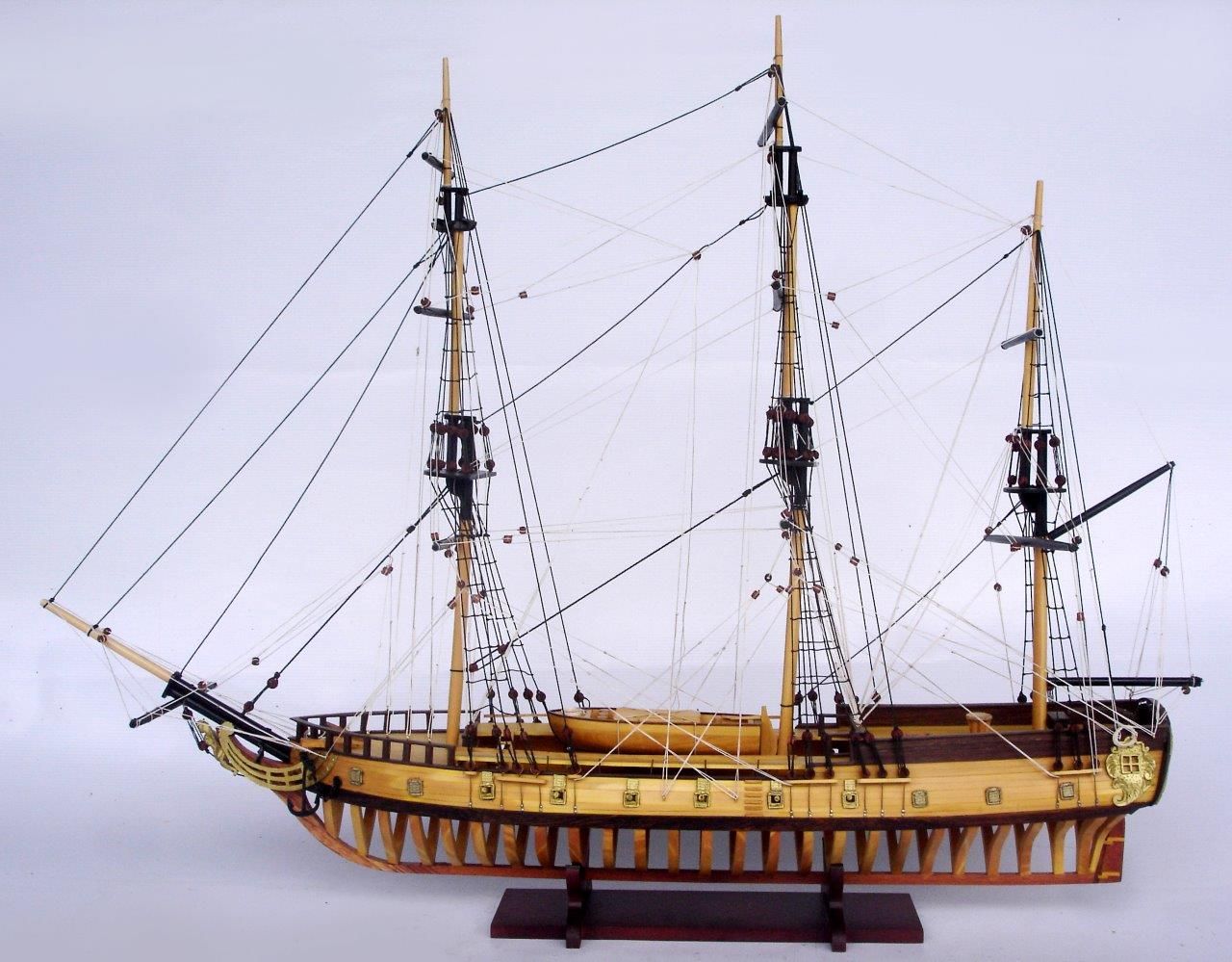 USS Rattlesnake with Frame Hull Display Ship Model - GN